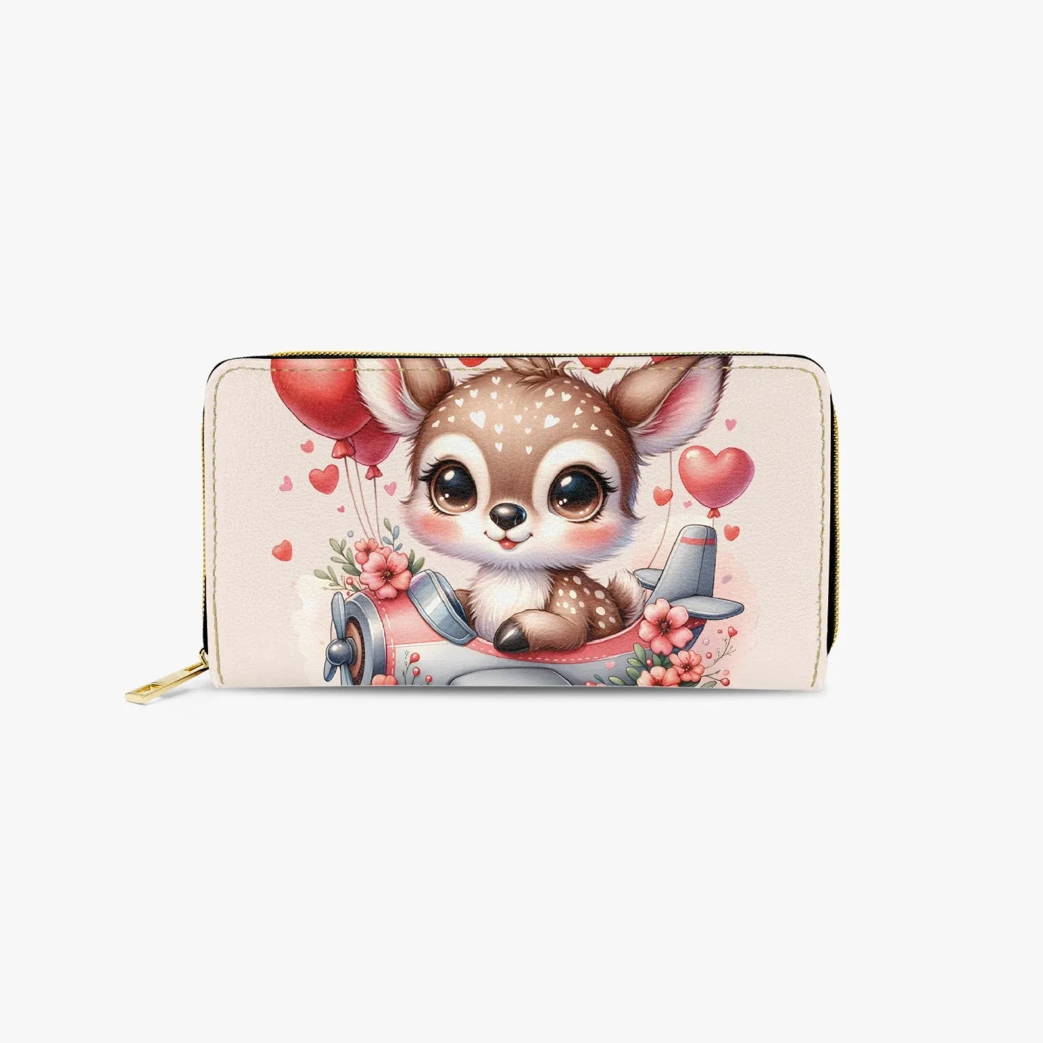 Long Type Zipper Purse Deer in Plane