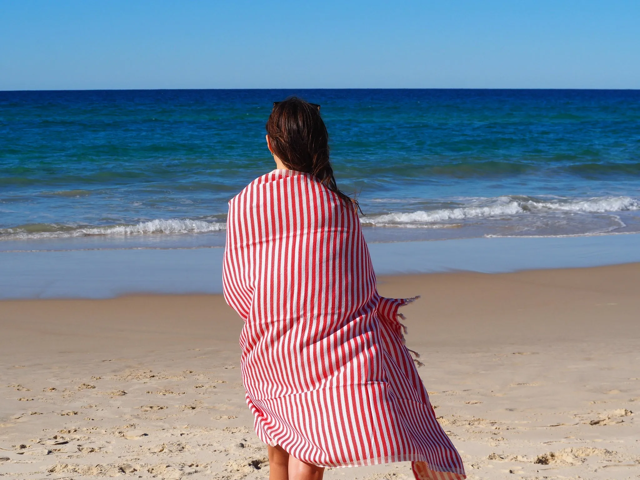 Luxurious Turkish Cotton Beach Towel (100x180cm) - Cherry