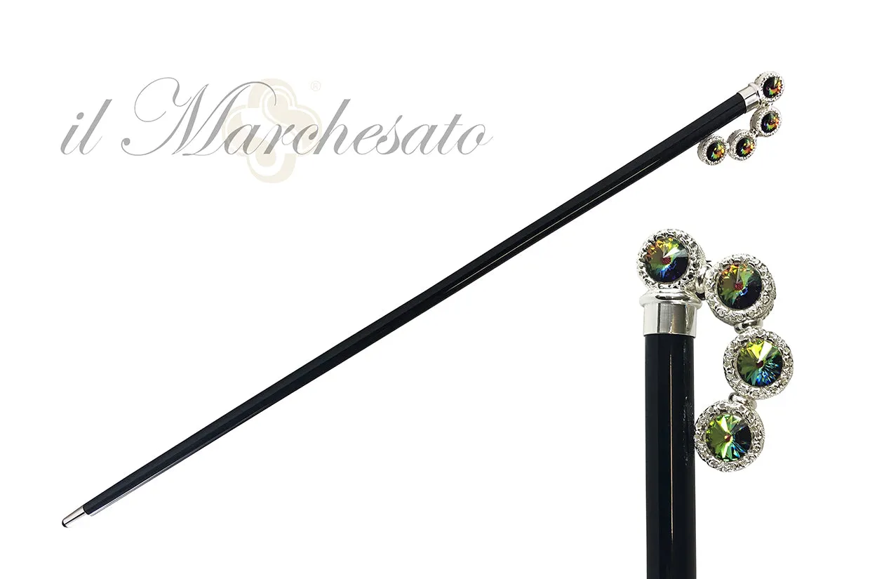 Luxurious Walking stick with multicolor crystals