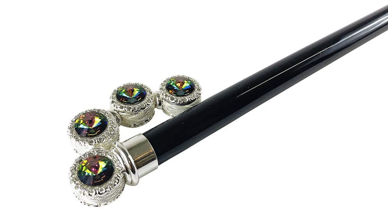 Luxurious Walking stick with multicolor crystals