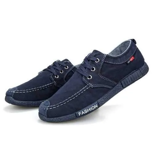 Mens Denim Cloth Flats Breathable Loafers