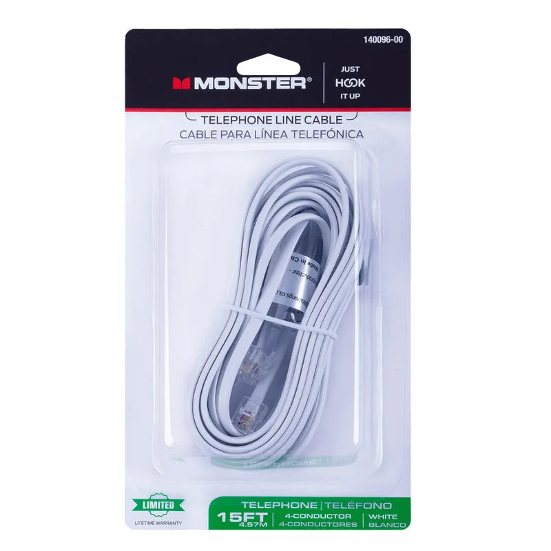 Monster Just Hook It Up 15 ft. L White Modular Telephone Line Cable