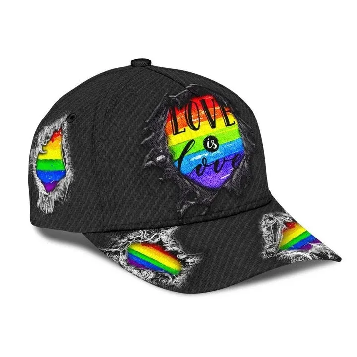 Personalized With Name Gay Pride Accessories For Pride Month, Love Is Love Printing Baseball Cap Hat