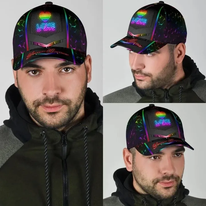 Personalized With Name Gay Pride Accessories For Pride Month, Love Is Love Printing Baseball Cap Hat