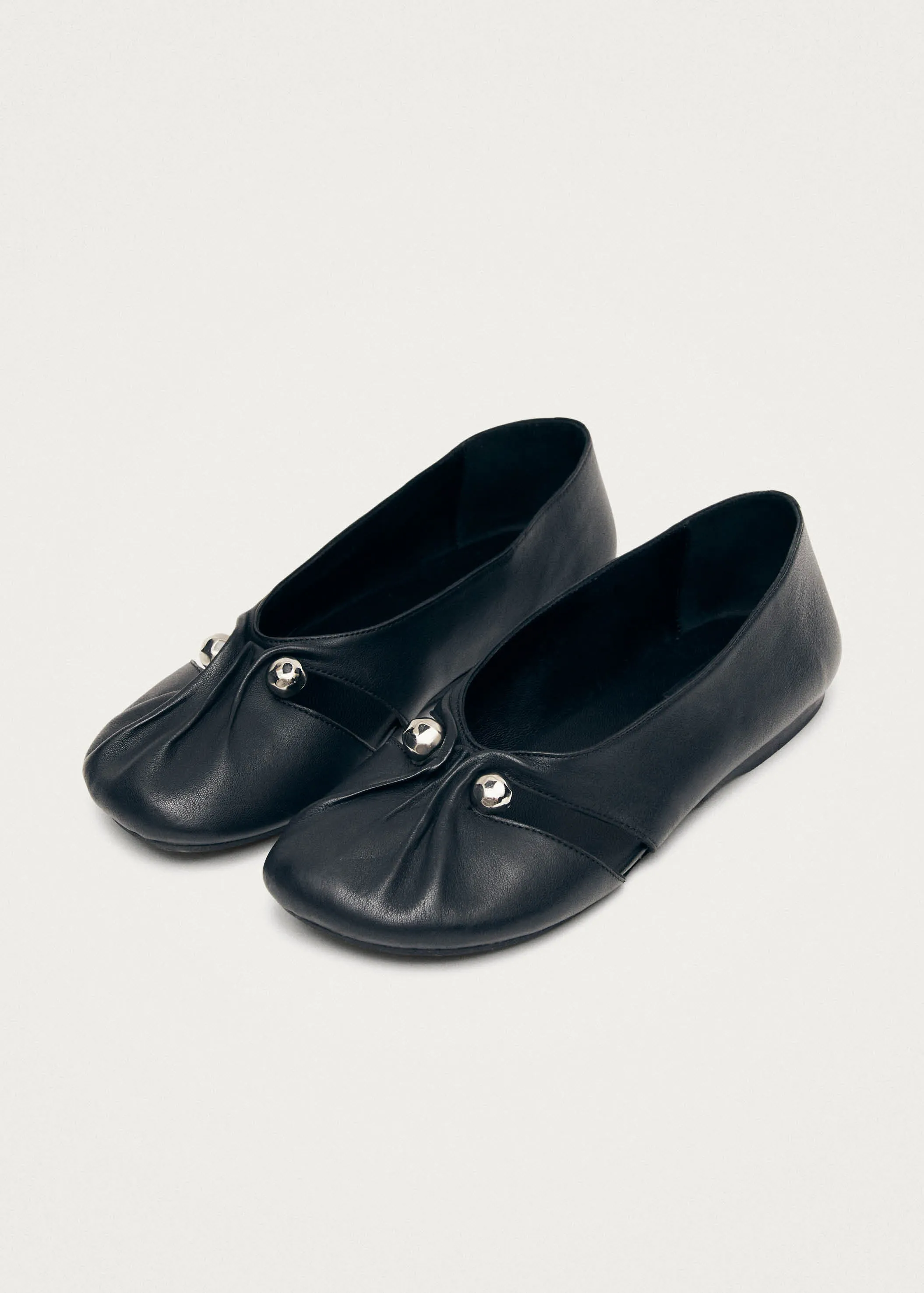 Ravena Black Leather Ballet Flats