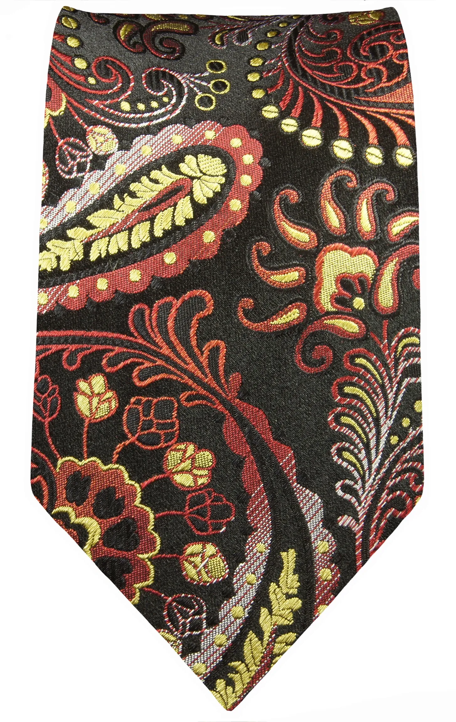 Red, Yellow and Black Paisley Formal Silk Tie and Accessories