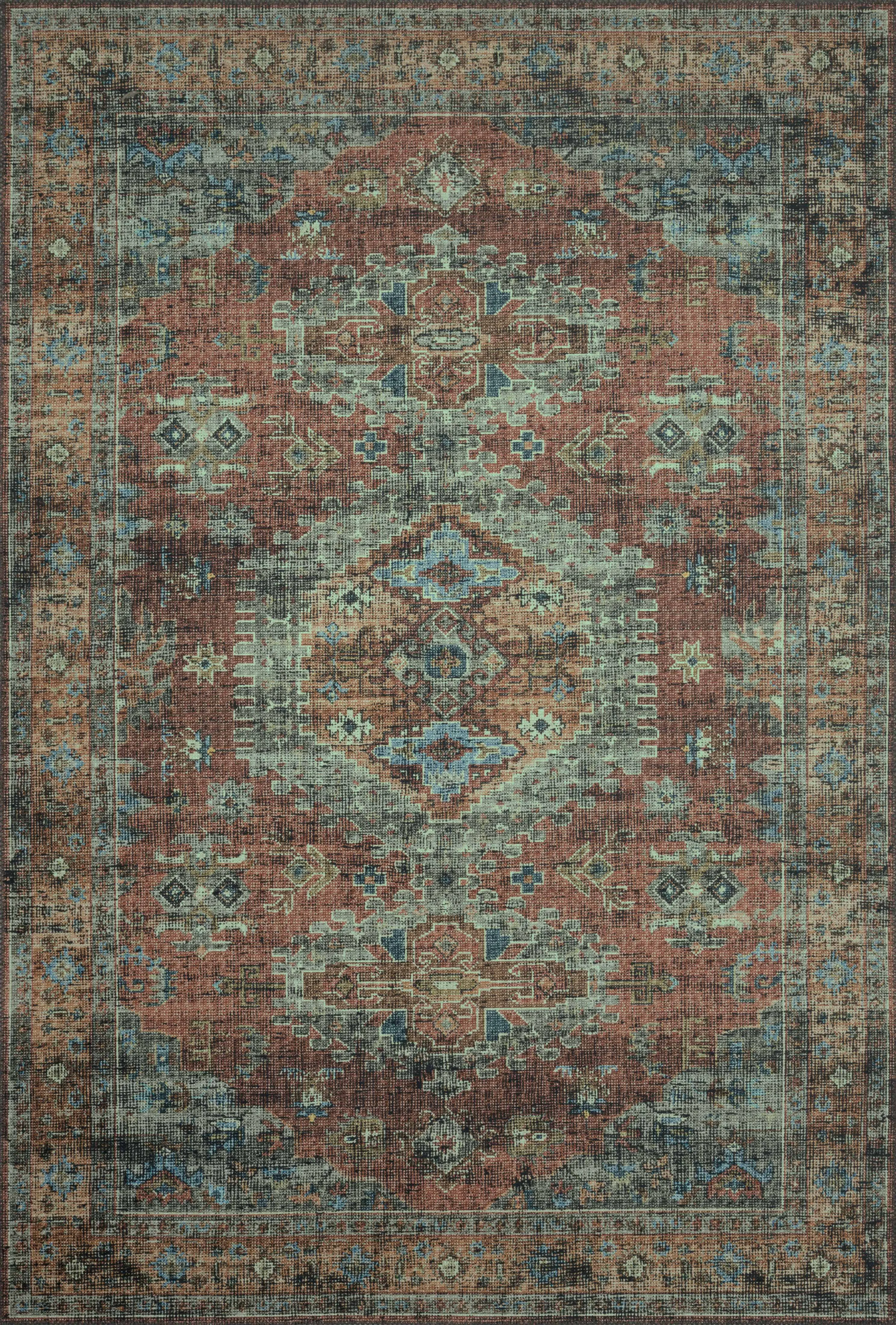 Skye Rug in Terracotta & Sky