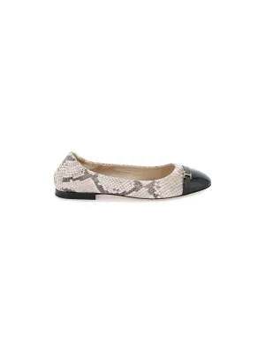 Snake Print Leather Ballet Flats