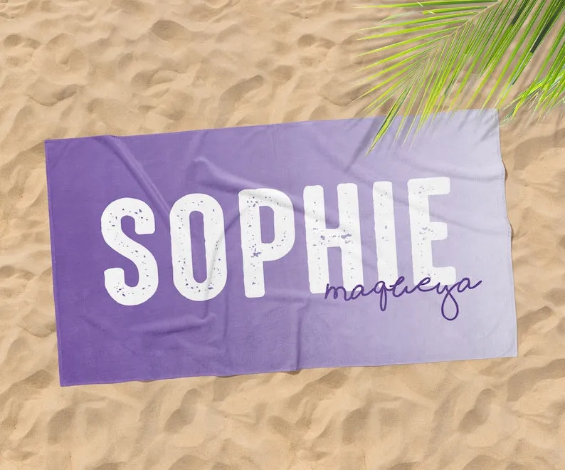 Solid Bold Font Style Personalized Beach Towel Personalized Name Bath Towel Custom Pool Towel Beach Towel With Name Outside Birthday Gift