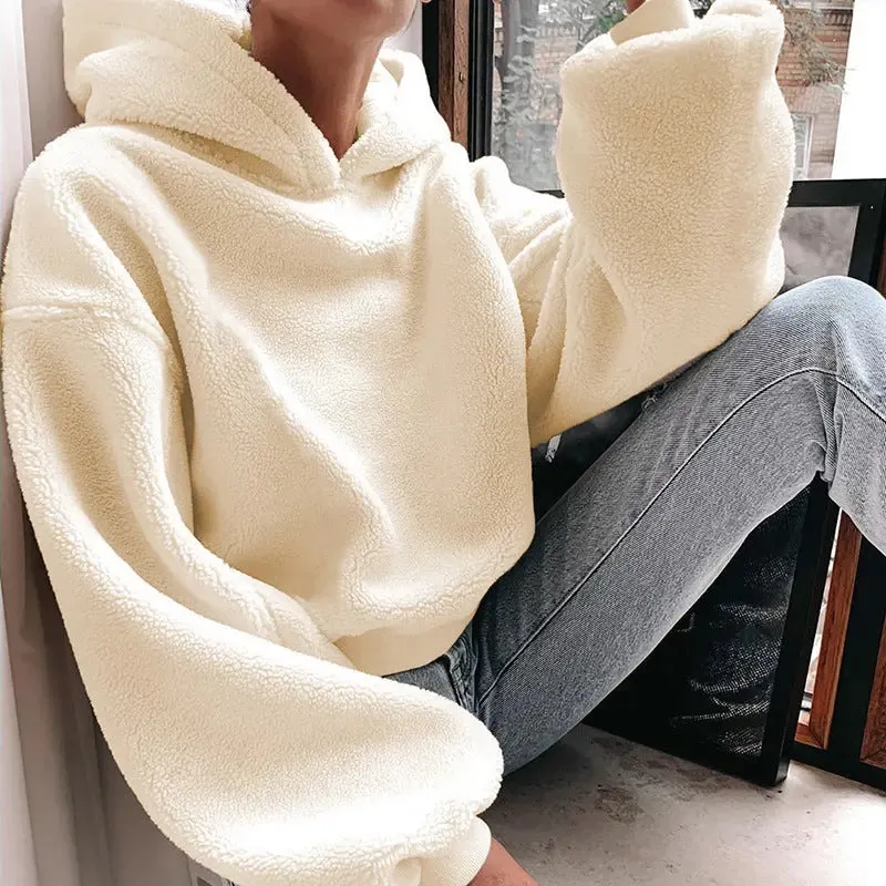 Solid colour fur hoodie