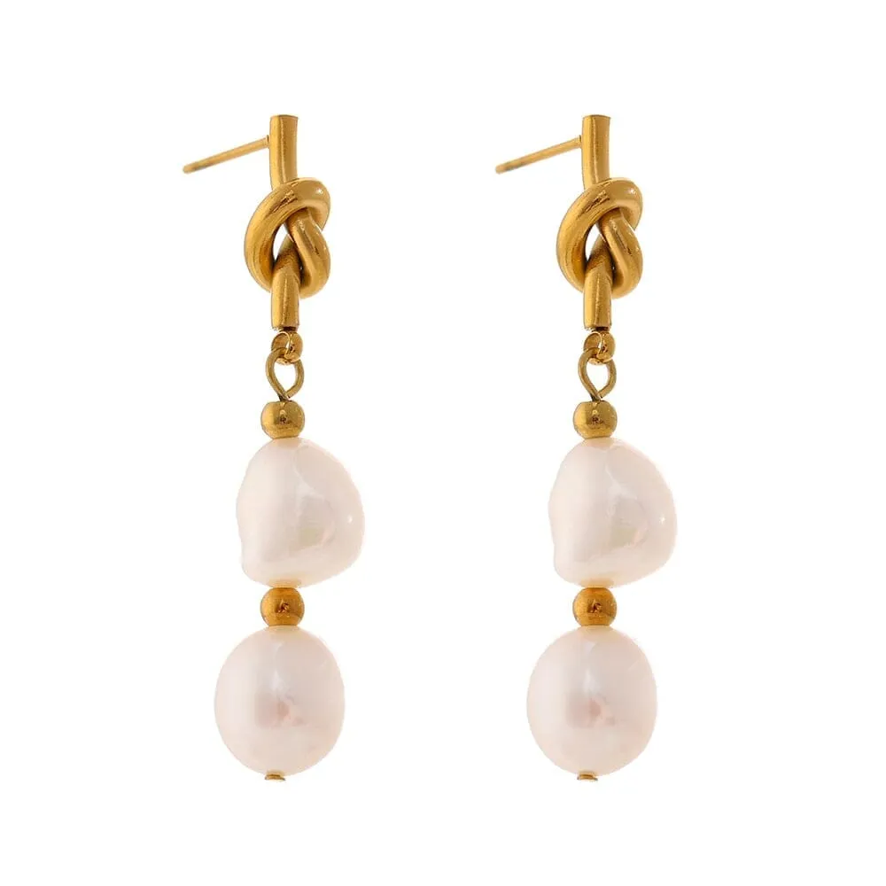 Twisted Charm Pearl Drop Earrings