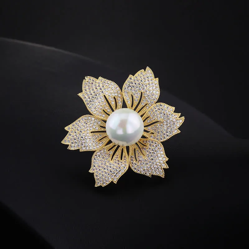 Women's Bright Pearl Luxury Bauhinia Brooch