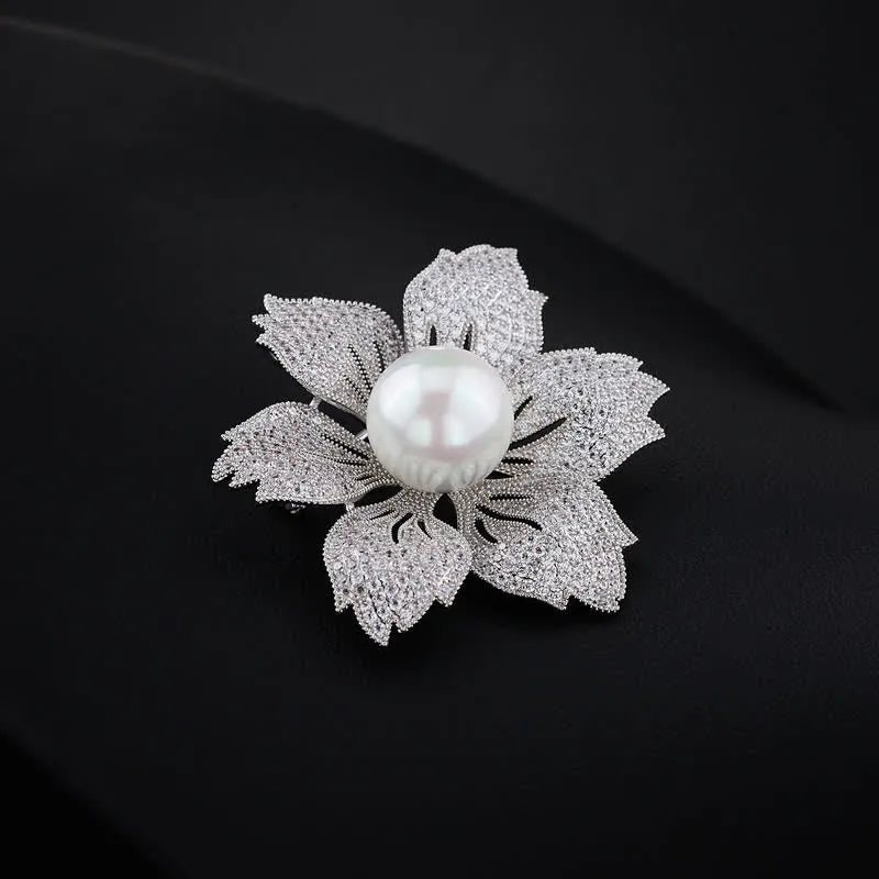 Women's Bright Pearl Luxury Bauhinia Brooch