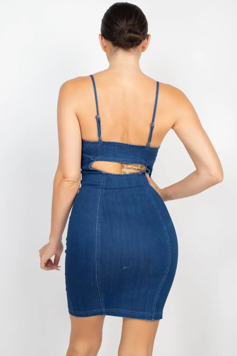 Women's Front button cami Denim dress