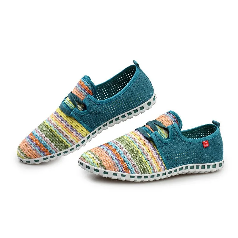 Women's summer breathable linen fabric fashion slip-on casual shoes