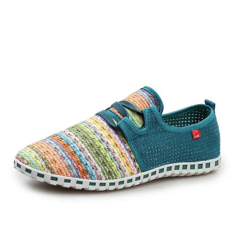 Women's summer breathable linen fabric fashion slip-on casual shoes