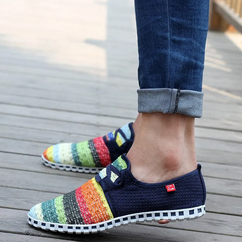 Women's summer breathable linen fabric fashion slip-on casual shoes