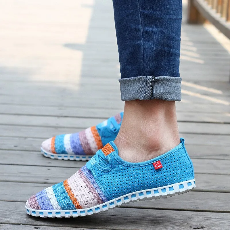 Women's summer breathable linen fabric fashion slip-on casual shoes