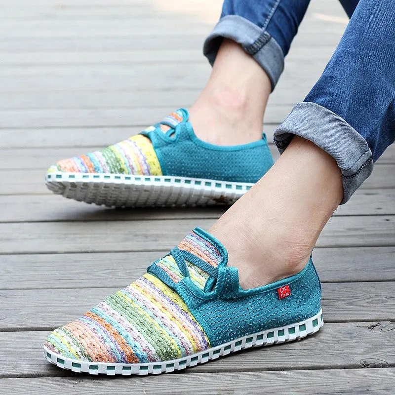 Women's summer breathable linen fabric fashion slip-on casual shoes