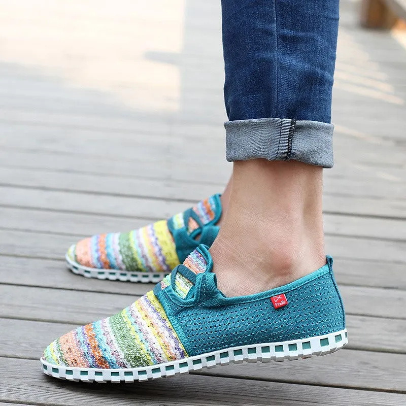 Women's summer breathable linen fabric fashion slip-on casual shoes