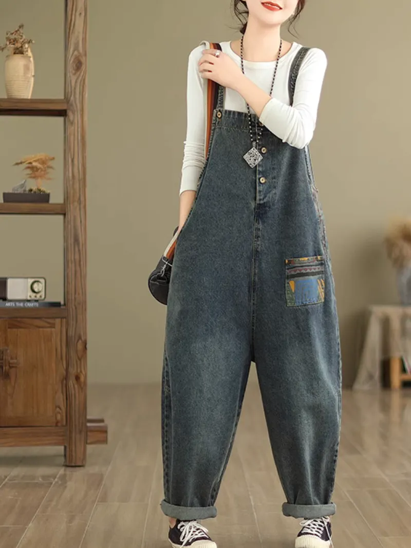 Women's  Summer Stylish Ted Pockets Overalls Dungarees