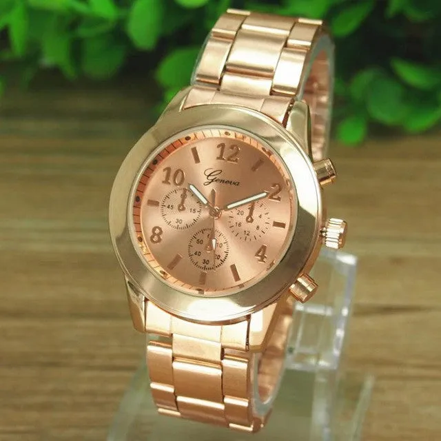 Xiniu Watch Women Rose Gold Chronograph Quartz Women Watch Classic Round  Crystals Clock Women Watches Montre Femme Watches #YB